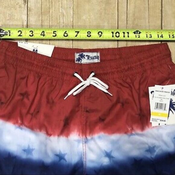 ✨Trunks Surf and Swim Men Medium Tie Dye Americana Stars Blue Red Swim Shorts✨ - Picture 7 of 10